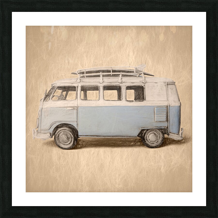 Bygone Beach Bus Picture Frame print