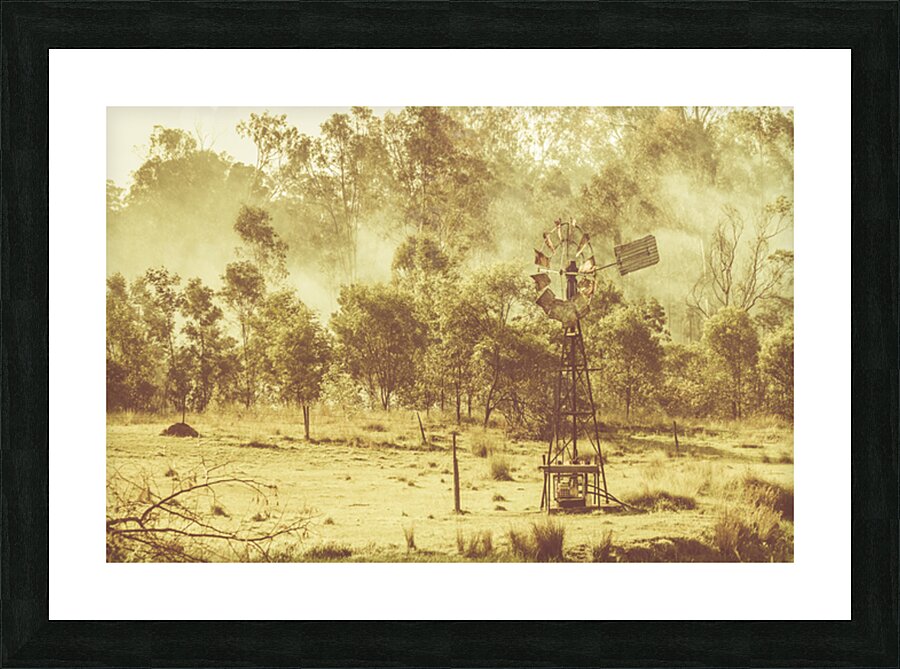 Black Horse Creek Windmill Picture Frame print