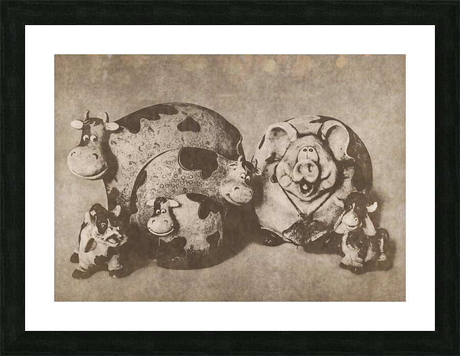Old Figurine Farm Picture Frame print