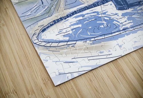 Drottningholms Slott royal palace and fountain Illustration Jorgo puzzle