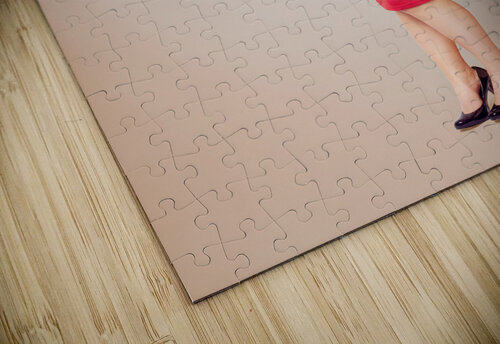 Pin-up at the disco. Vintage woman with gramophone Jorgo puzzle