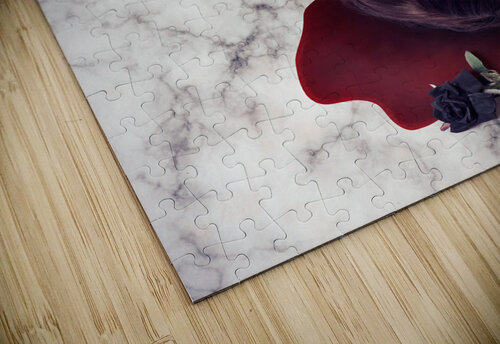 Dead woman holding black flower in blood puddle Jorgo puzzle