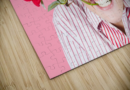 Cute Smiling Woman Wearing Nerd Glasses With Rose Jorgo puzzle