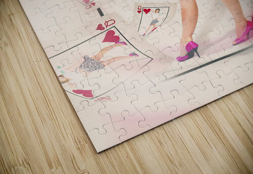 Beautiful queen of hearts playing card pin-up Jorgo puzzle