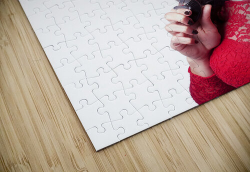 Sugar skull girl blowing on smoking gun Jorgo puzzle