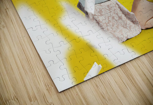 Pinup typist writing story on typewriter Jorgo puzzle