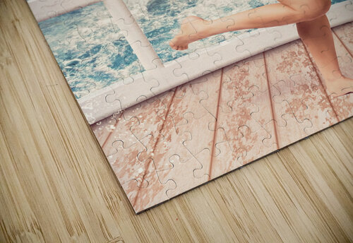 Ocean holiday pinup girl on cruise ship deck Jorgo puzzle