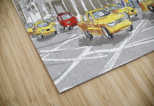 Hand drawn sketch of a busy New York City street Jorgo puzzle