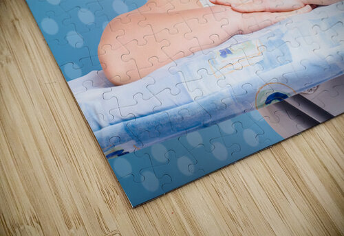 Happy 60s pinup housewife on blue ironing board Jorgo puzzle