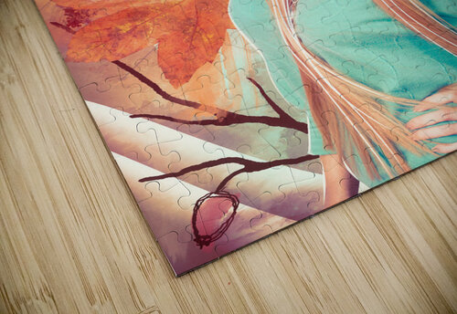 Pretty blond girl in autumn fashion illustration Jorgo puzzle