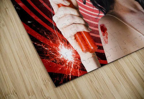 Danger. Zombie holding explosives in a terror act Jorgo puzzle