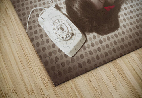 Beautiful brunette pinup woman on vintage phone Jorgo puzzle