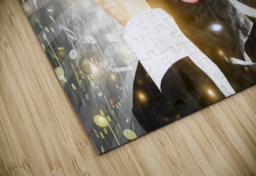 Rock man with beard listens to music on earphones Jorgo puzzle