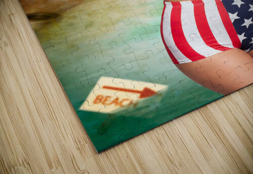 American danger girl. Pinup beauty on toxic beach Jorgo puzzle