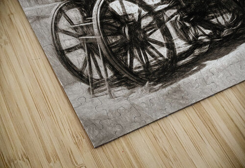 Vintage tractor drawing in industrialised 1900s Jorgo puzzle