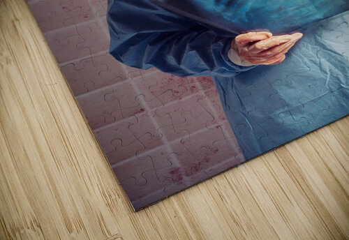 Scary clown peeking behind x-ray. Funny bones Jorgo puzzle