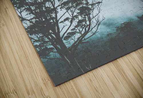 Dramatic dark blue mountain with snow and fog Jorgo puzzle