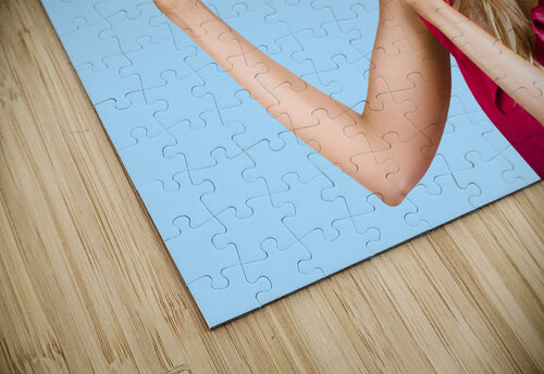 Fun blonde woman with love word sign Jorgo puzzle