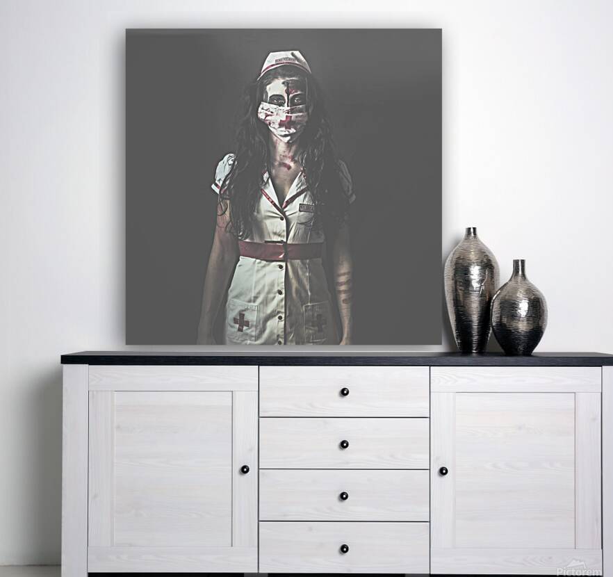 Nightmare nurse standing dead in haunted hospital Reproduction