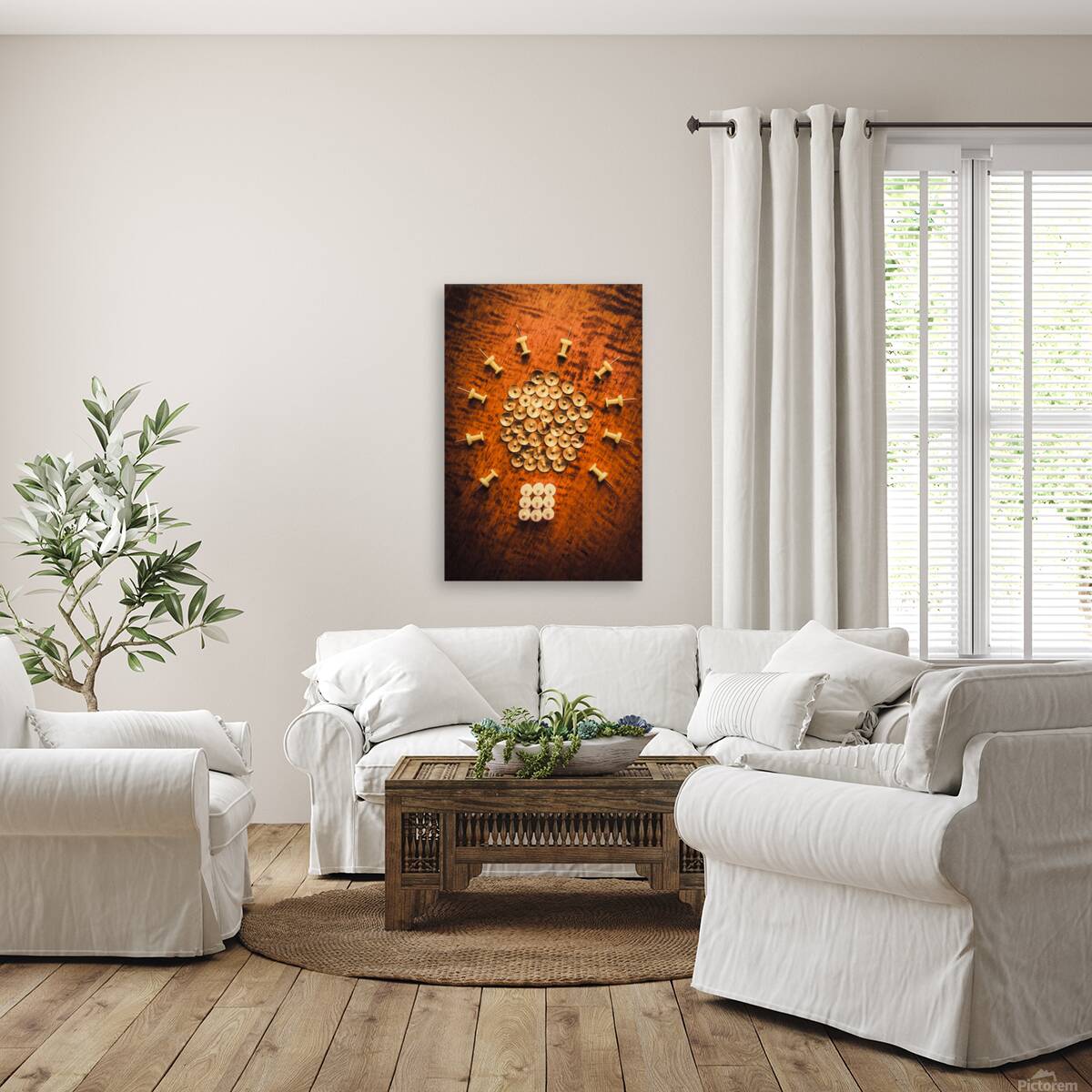 Pushpins arranged in light bulb icon Reproduction