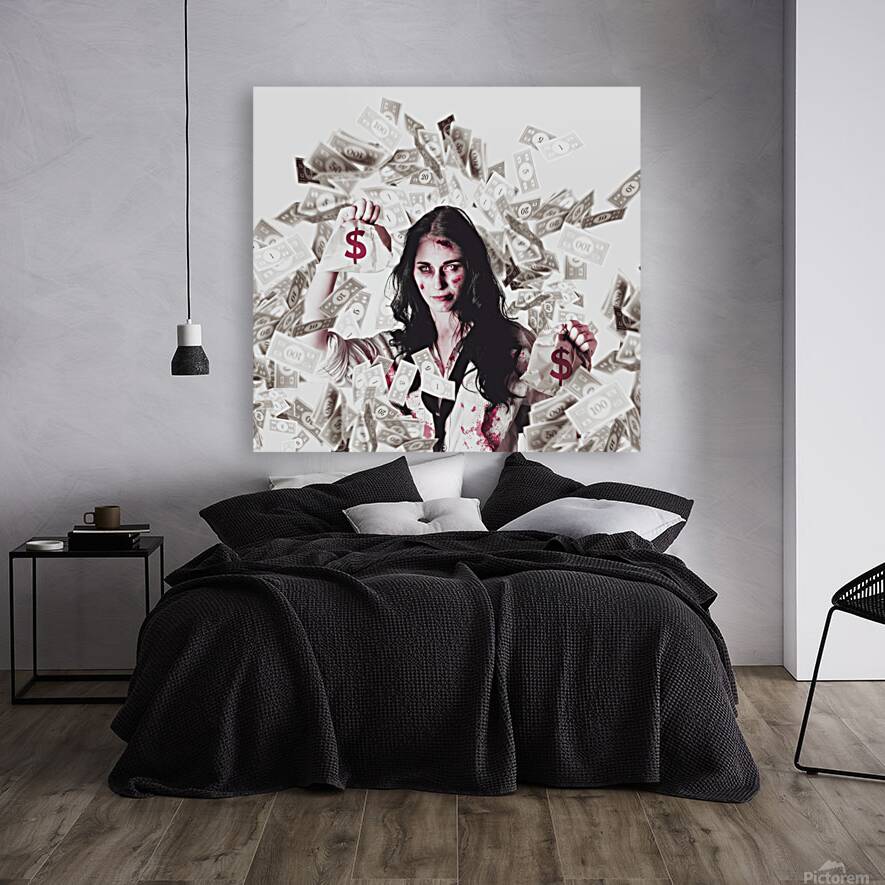 Dead business woman in financial crisis debt Reproduction