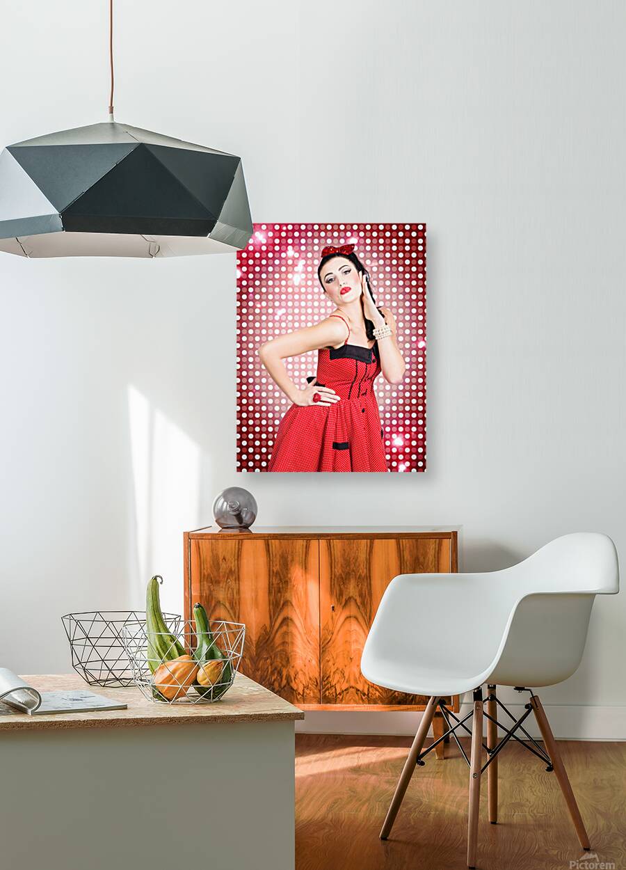 Portrait of disco party dancing girl Reproduction