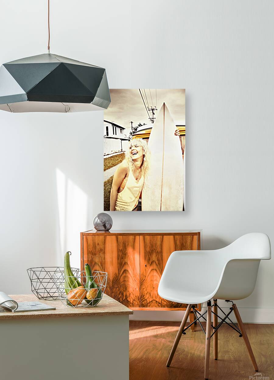 Happy Retro Surfer Reproduction