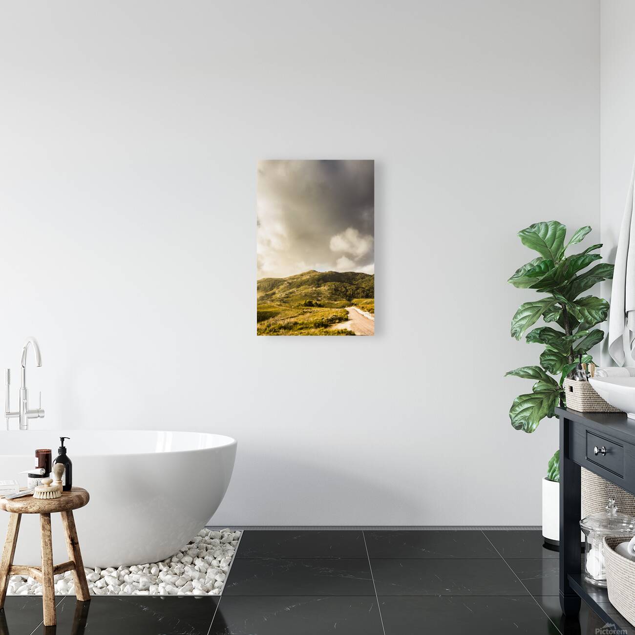 Tasmanian Mountain Against Dramatic Sky Reproduction