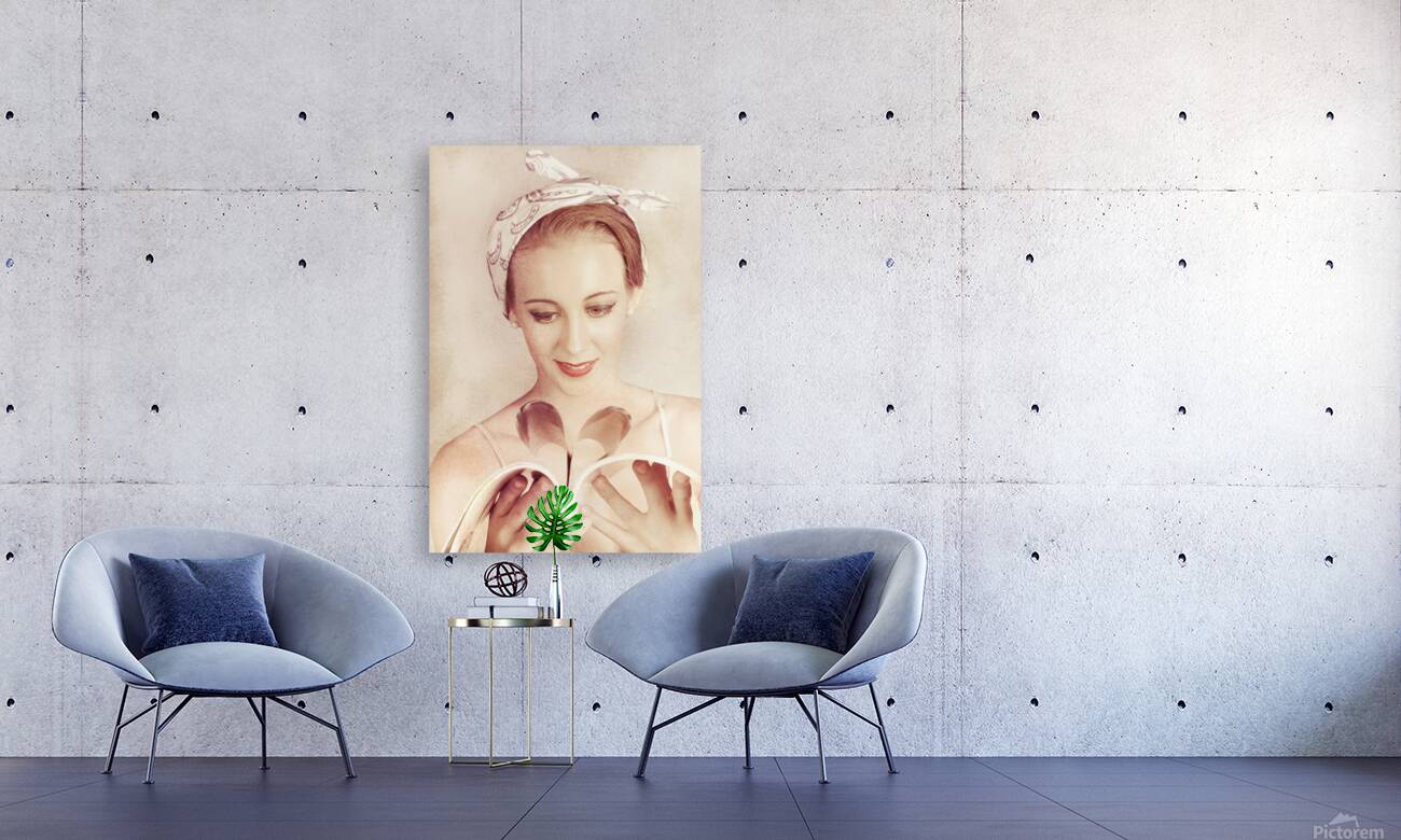 Cute Vogue Pinup Girl Reading Old Fashion Magazine Reproduction