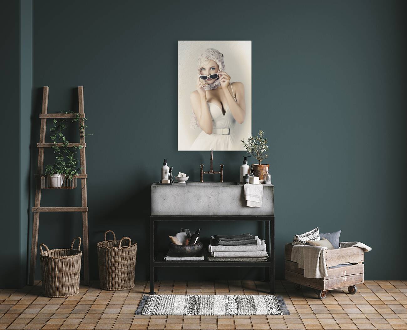 Retro Pin-up Girl In Classic Fashion Style Reproduction