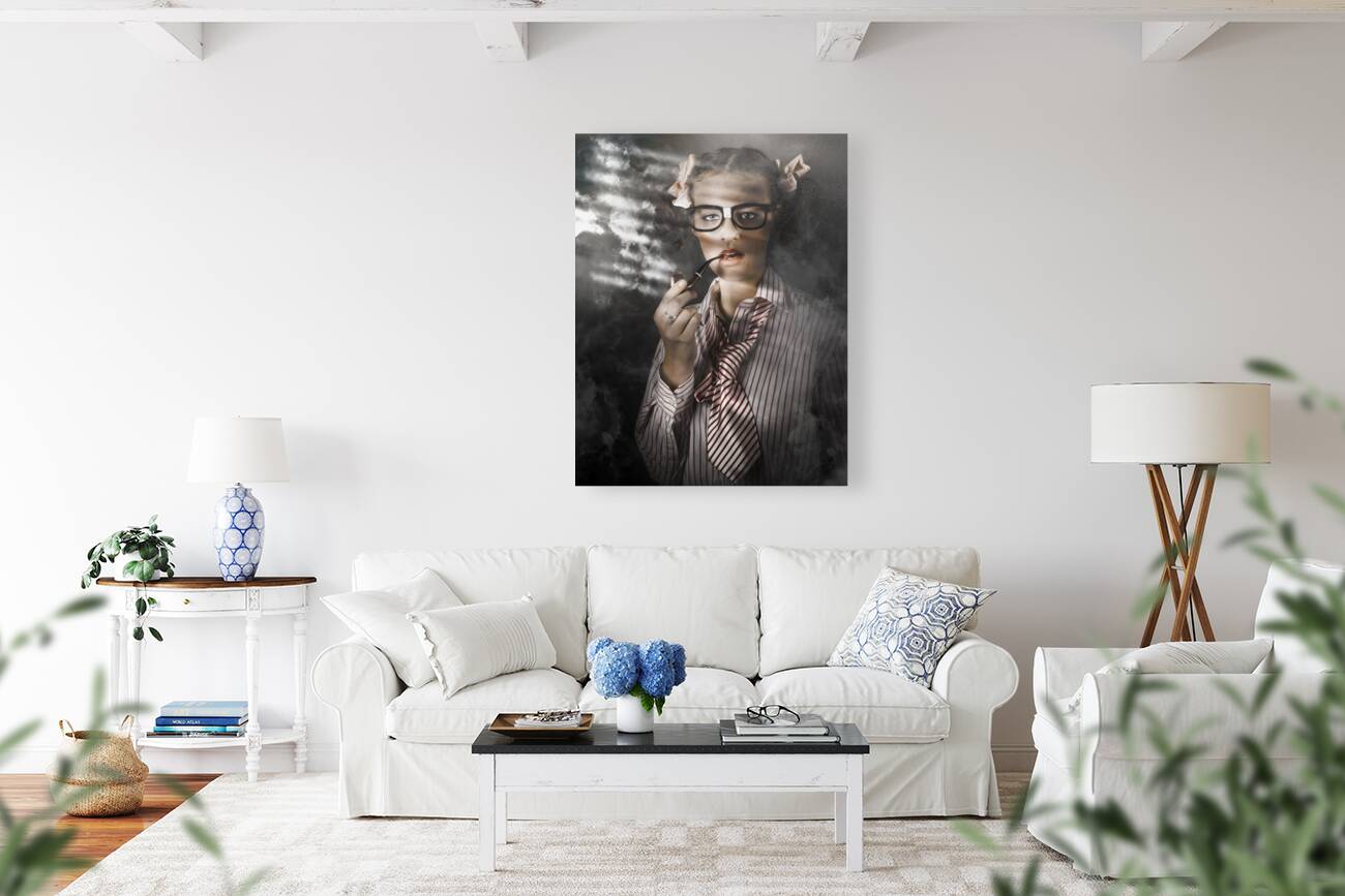 Private Eye Detective Smoking At Crime Scene Reproduction