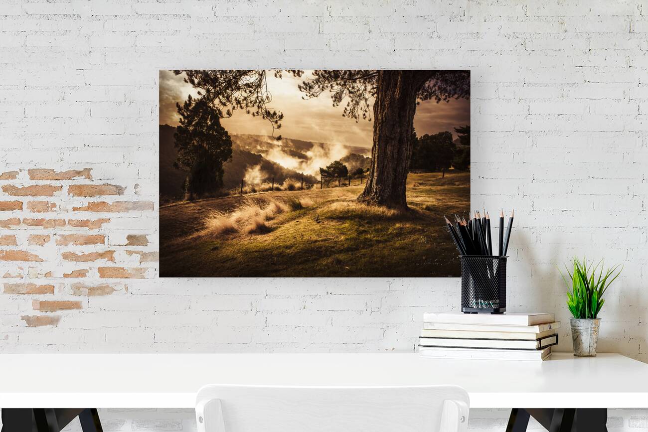 Peaceful vintage landscape of a rural meadow Reproduction