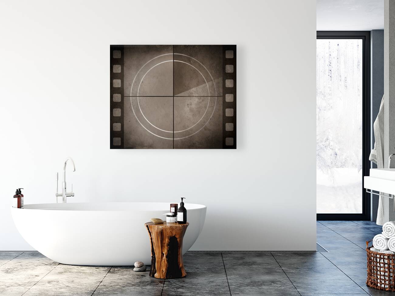 Vintage movie background with film strip boarder Reproduction