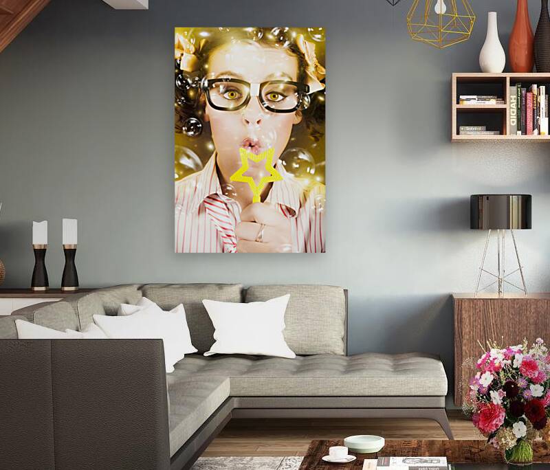 Pretty Geek Girl At Birthday Party Celebration Reproduction