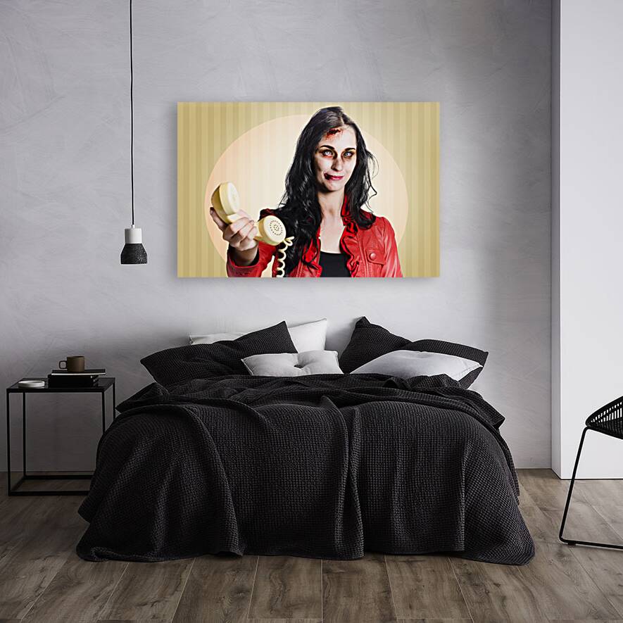 Zombie business person handing over bad news phone Reproduction