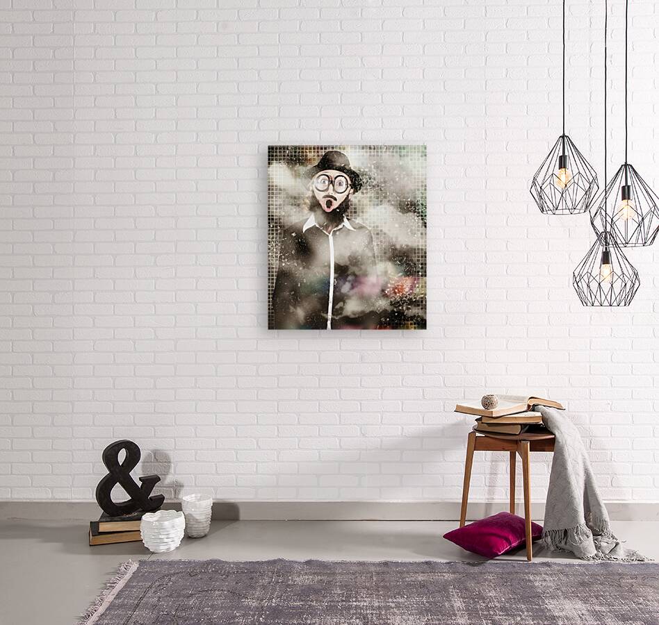 Mad scientist with solution to chemical reaction  Reproduction