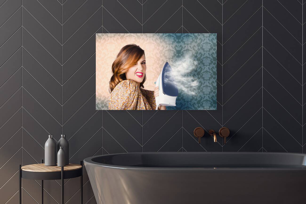 Young Cleaning Housewife With Hot Fashion Style Reproduction