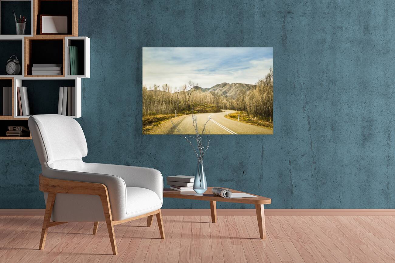 Rural road to Australian mountains Reproduction