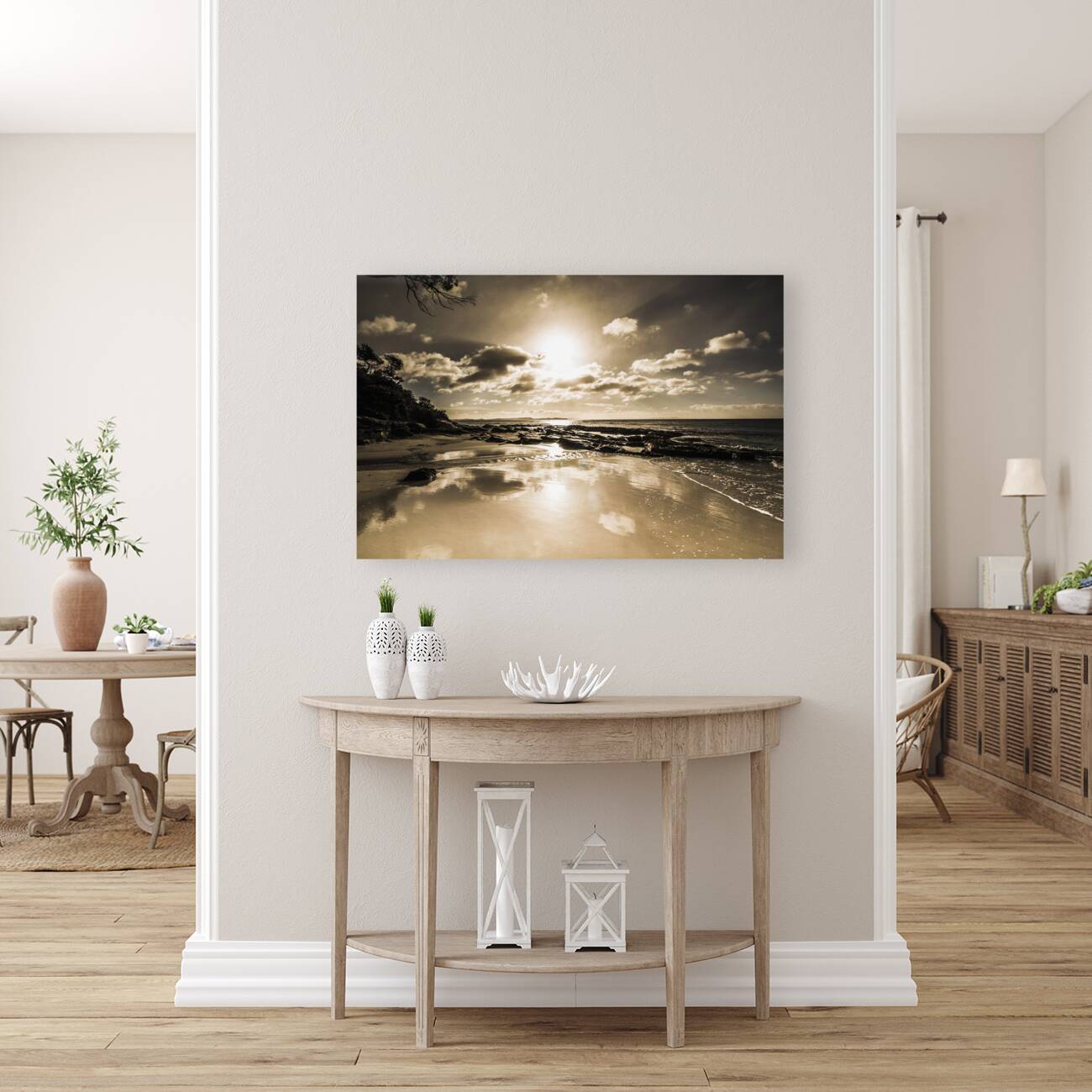 Sun sand and sea reflection Reproduction