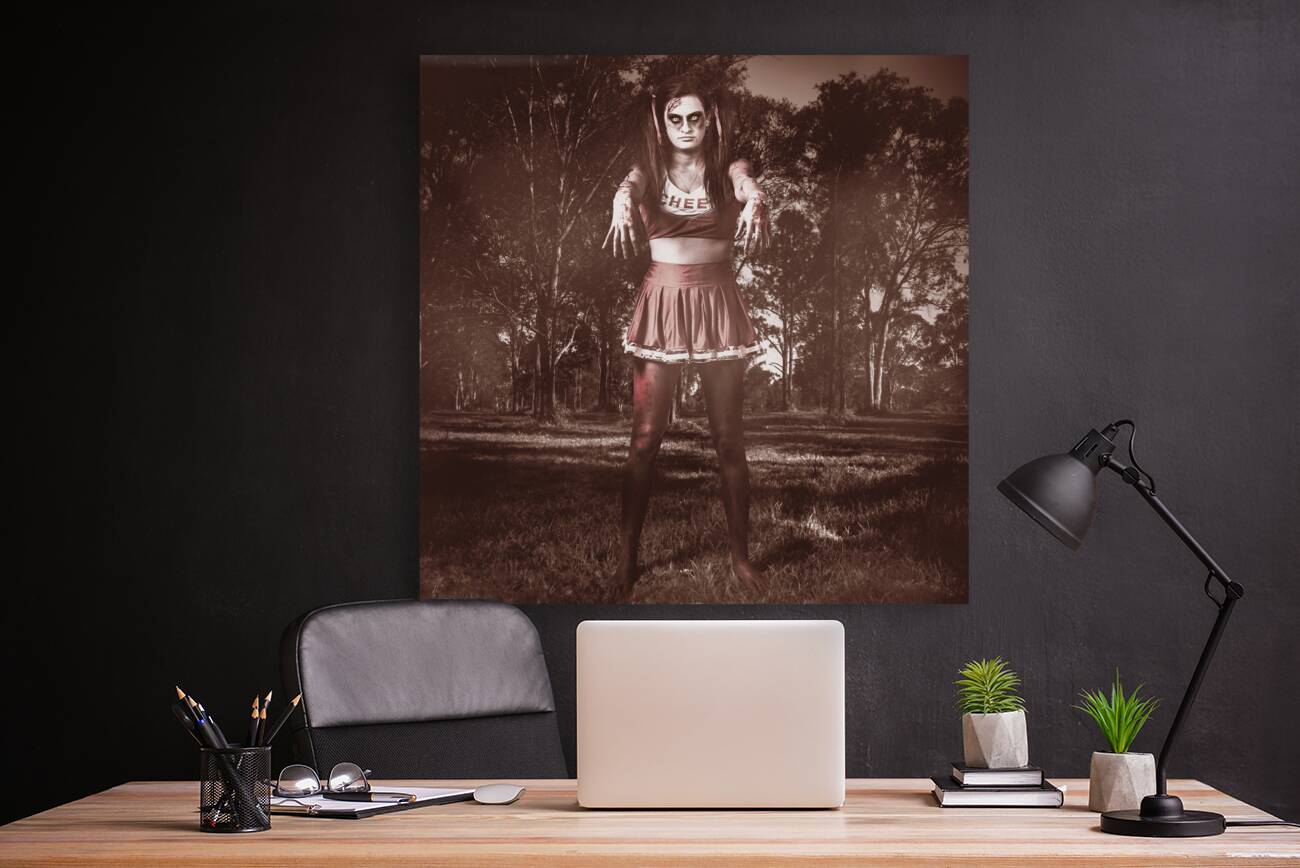 Walking dead schoolgirl stumbling back to school Reproduction