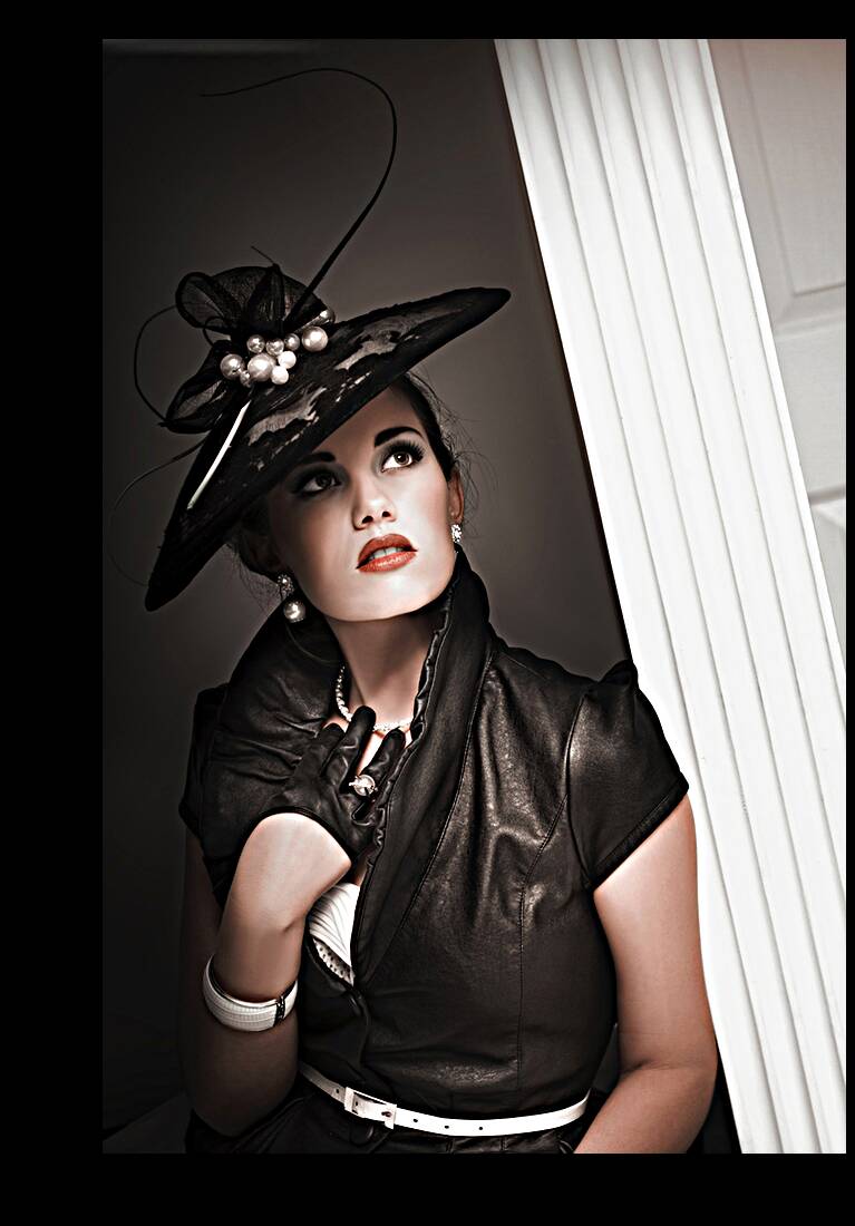 elegant woman wearing black vintage fashion Reproduction