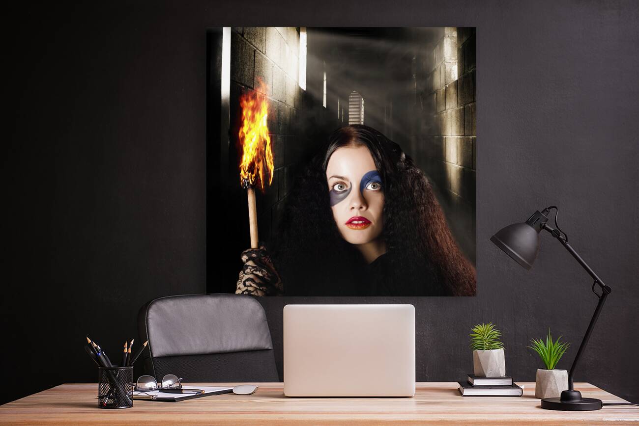 Fantasy jester walking magical halls of illusion Reproduction