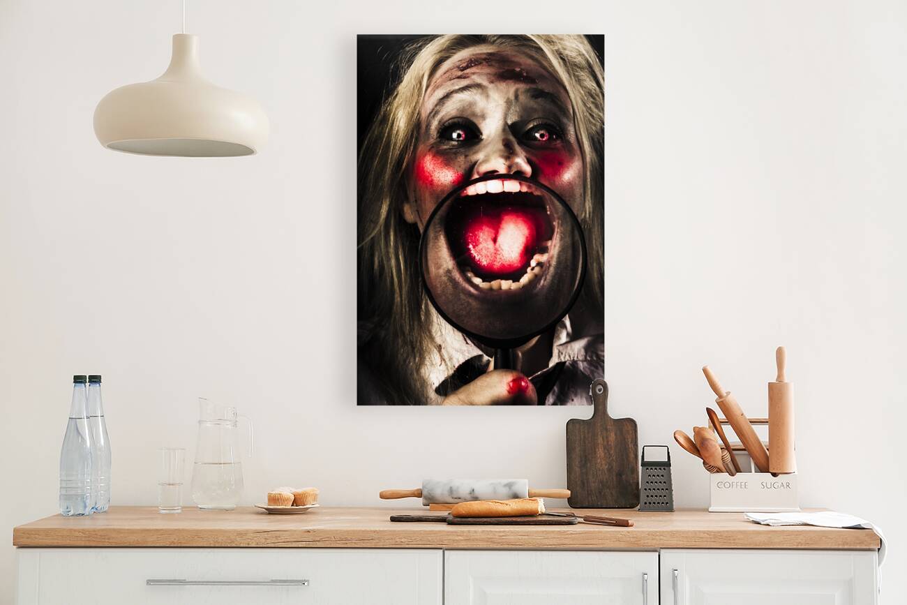 Dark and scary horror face. Evil laugh Reproduction