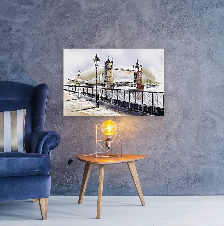 Fine art drawing The Tower Bridge in London UK Reproduction