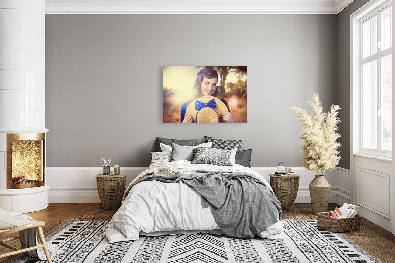 Vintage portrait of a country pinup girl Reproduction