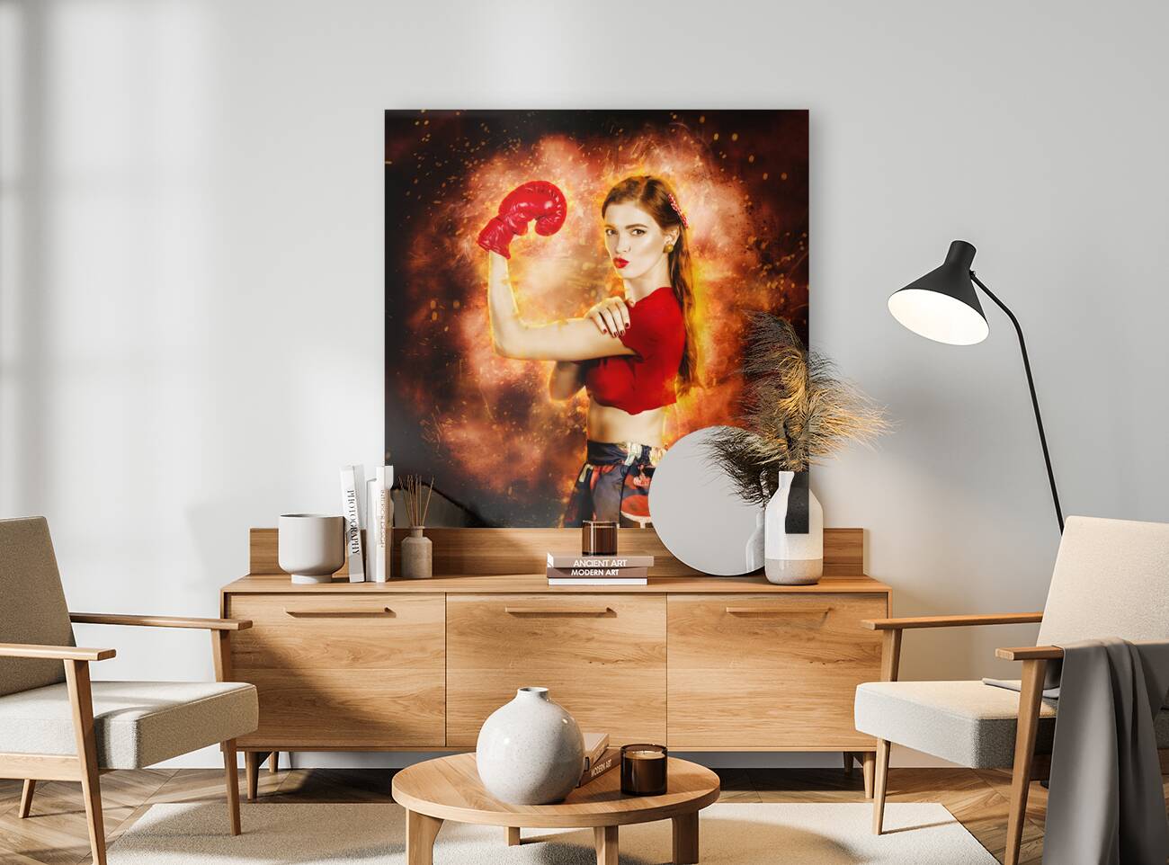 Pin up boxing girl  Reproduction