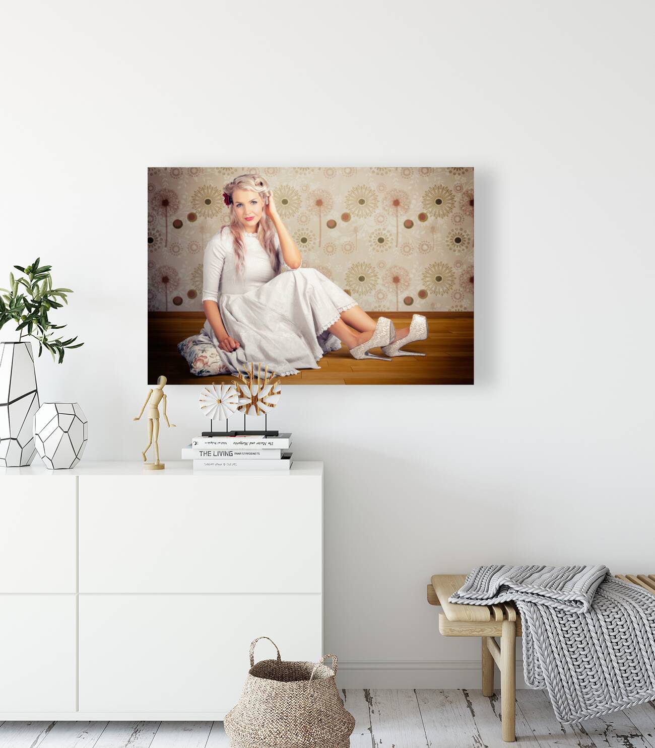Portrait Of Blonde Girl With Classic Fashion Style Reproduction