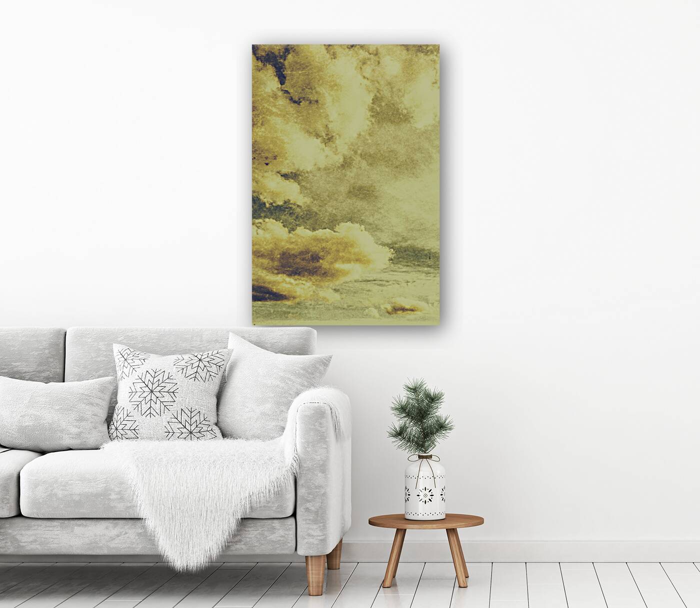 Yellow toned textured grungy cloudscape Reproduction