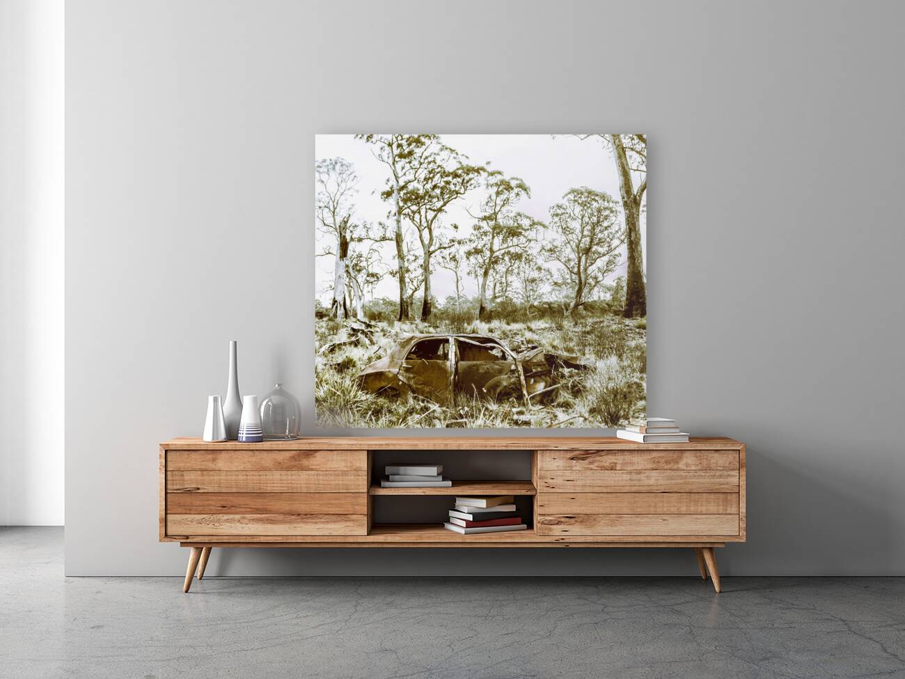 Vintage winter car wreck Reproduction