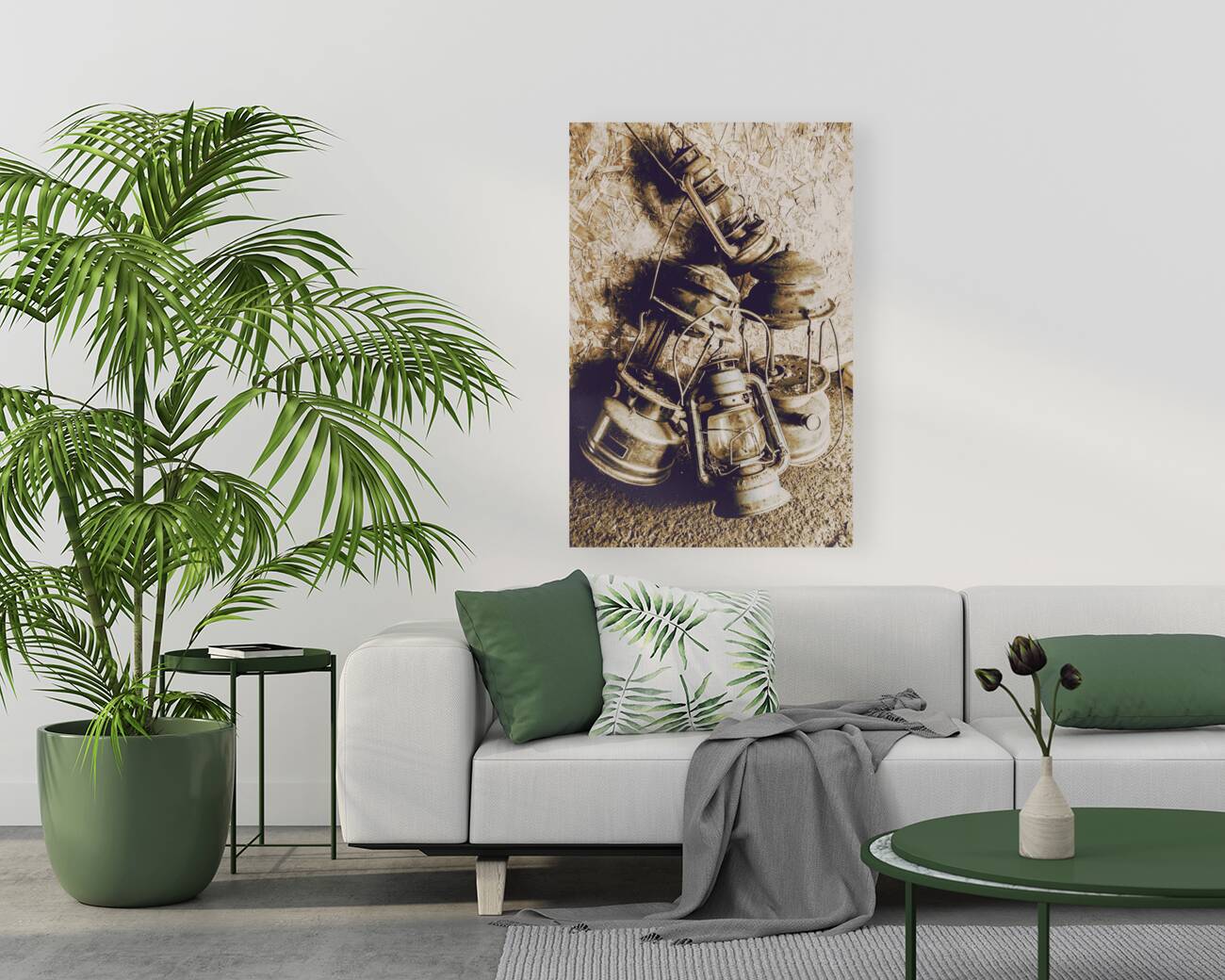 Closeup Of Antique Oil Lamps Reproduction